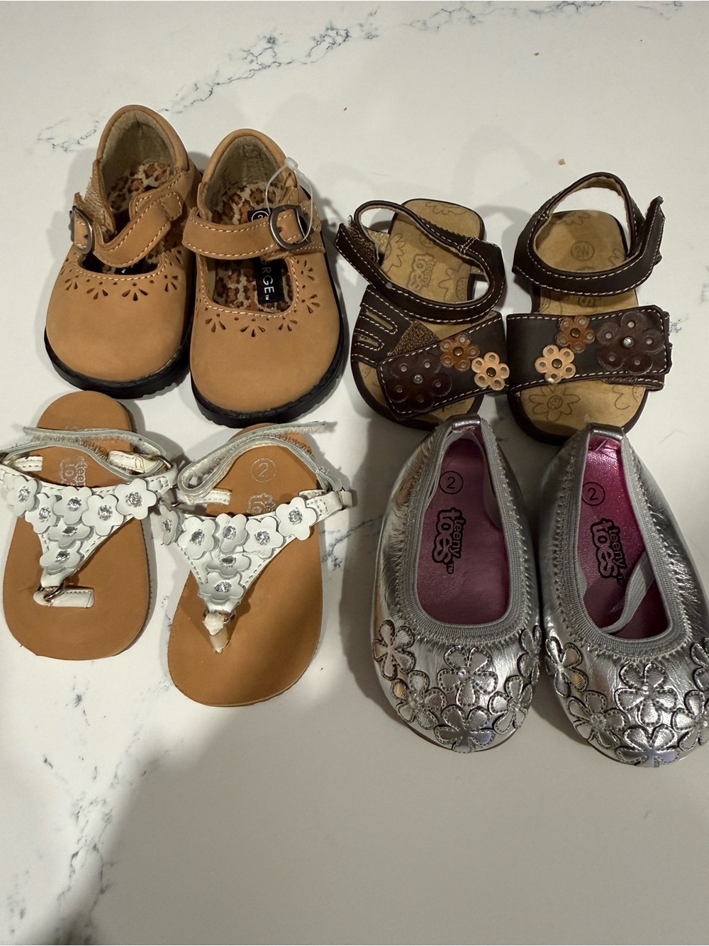 Teeny Toes and George Mixed Floral Shoe and Sandal Lot
